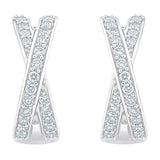 Round Brilliant Diamond X-Shaped Hoop Earrings (0.40 ctw)