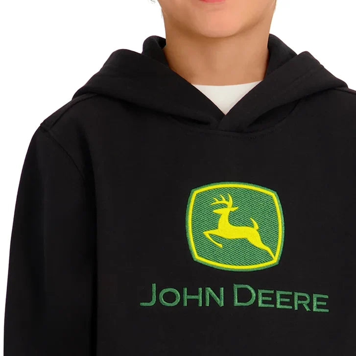 John Deere Boys' Embroidered Logo Hoodie – Cotton Blend Fleece Sweatshirt