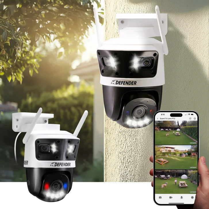 Defender 3K+ AI Tri-Lens PTZ WIFI Plug-in Wi-Fi Security Camera