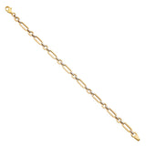 High Polish Alternating Circle and Paperclip Link Bracelet in Two-Tone Gold