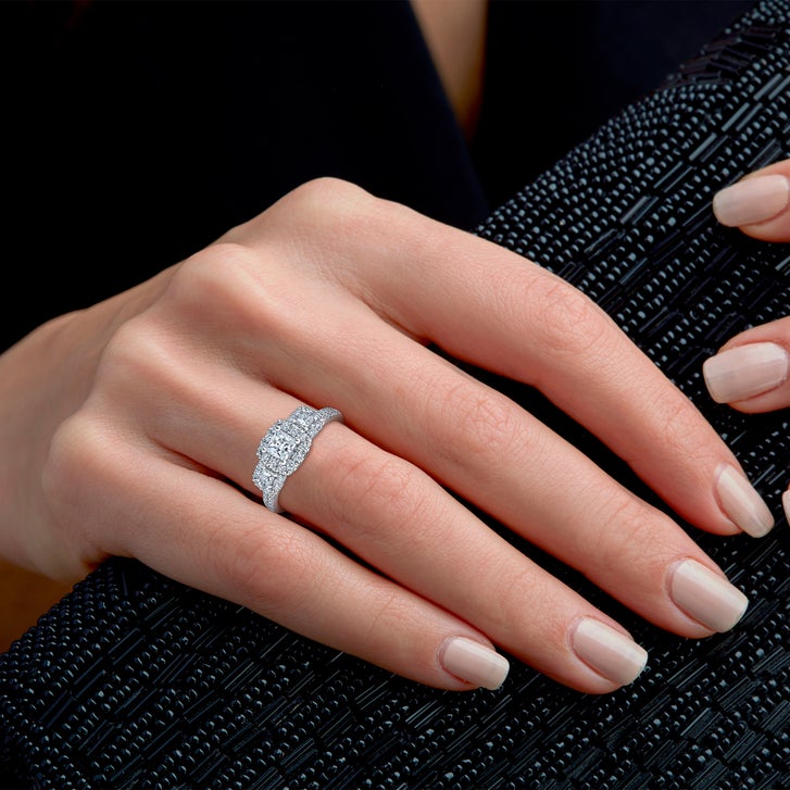 Princess Cut and Round Brilliant Diamond Ring (1.20 ctw)