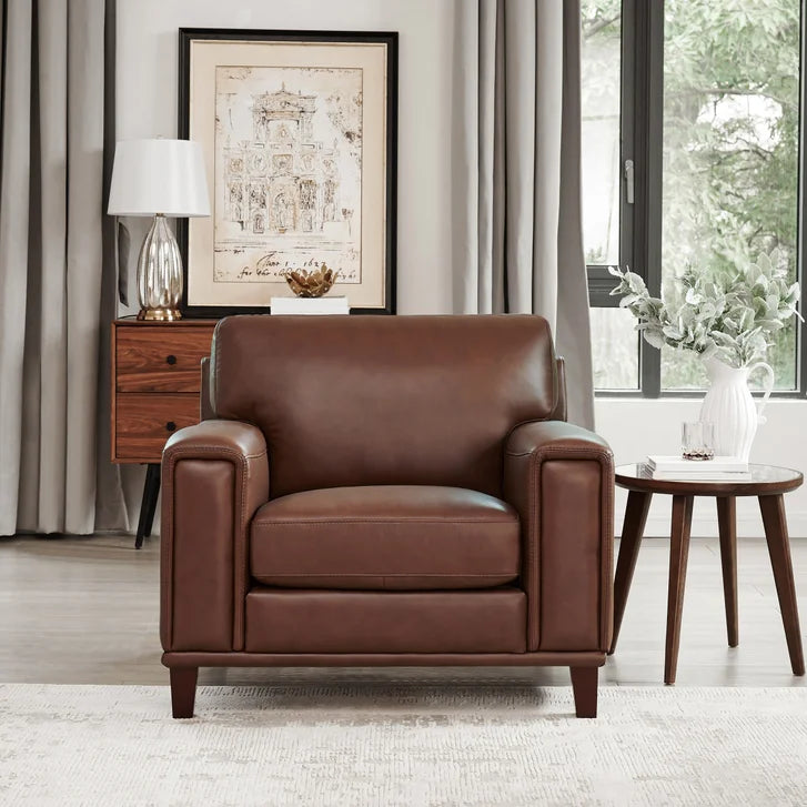 Prospera Home Jensen Top-grain Leather Sofa and 2 Chairs
