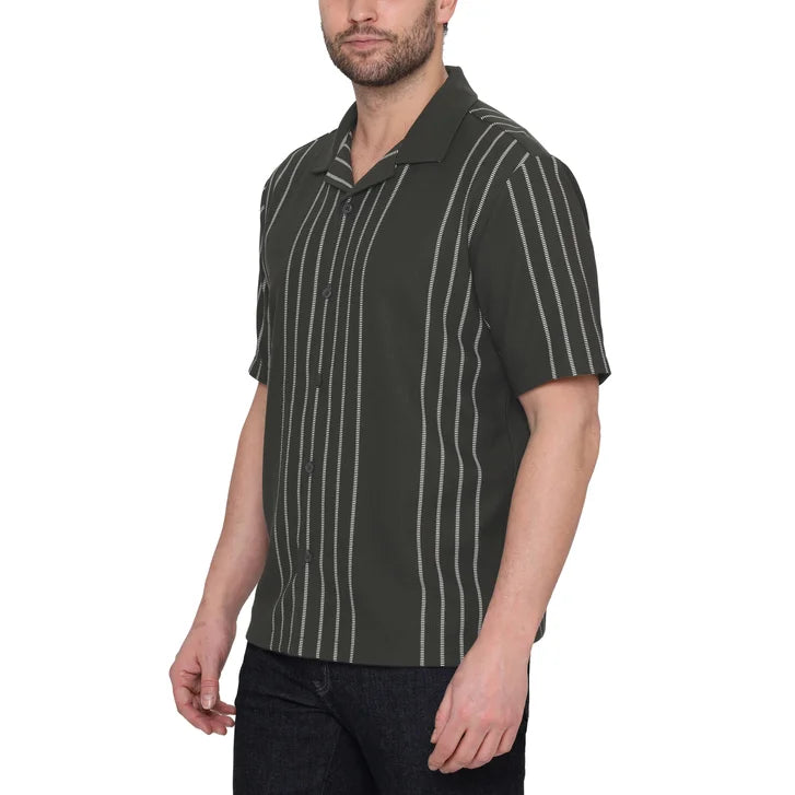 Ike Behar Men’s Vertical Stripe Textured Knit Polo Shirt