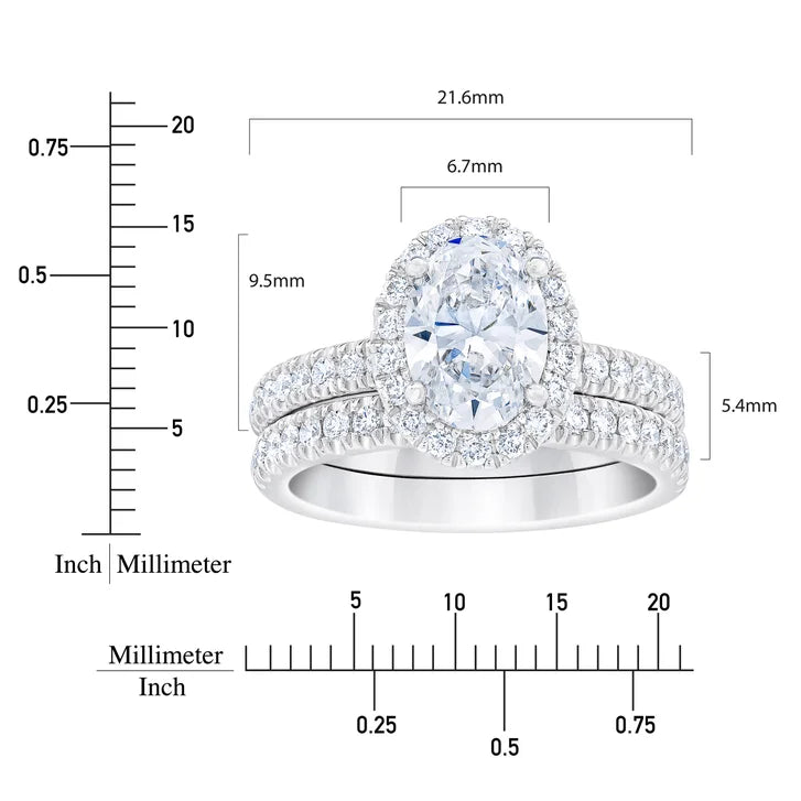 2.33 ctw Oval Cut, VVS2 Clarity, G Colour, Diamond Wedding Set
