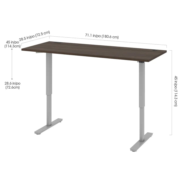 Bestar Upstand 76.2 cm x 182.9 cm (30 in. x 72 in.) Height Adjustable Desk with Dual Monitor Arm
