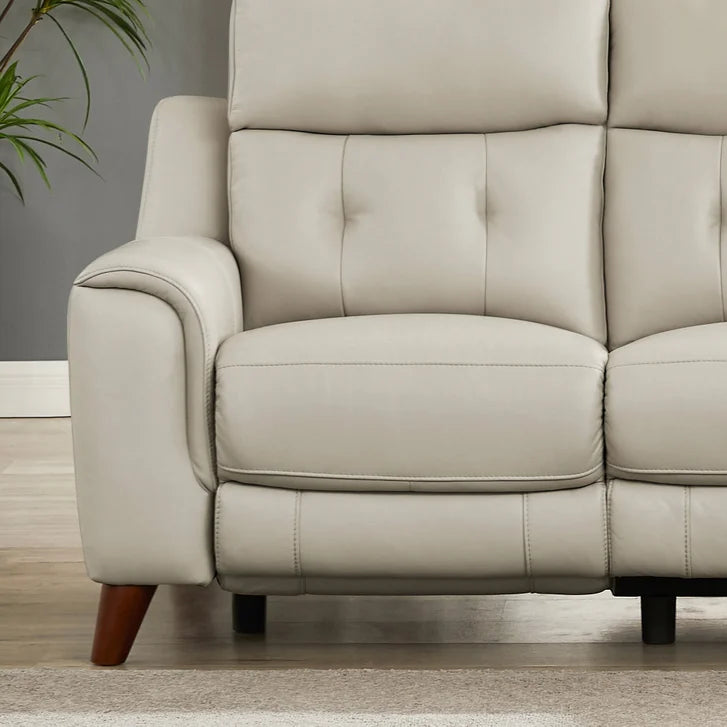 Prospera Home Malibu Modern Top Grain Leather Power Reclining Sofa with Power Headrest