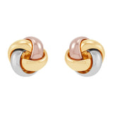 High Polish Love Knot Earrings in Tri-colour Gold