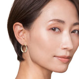 High Polish Double Row Hoop Earrings in Two-Tone Gold