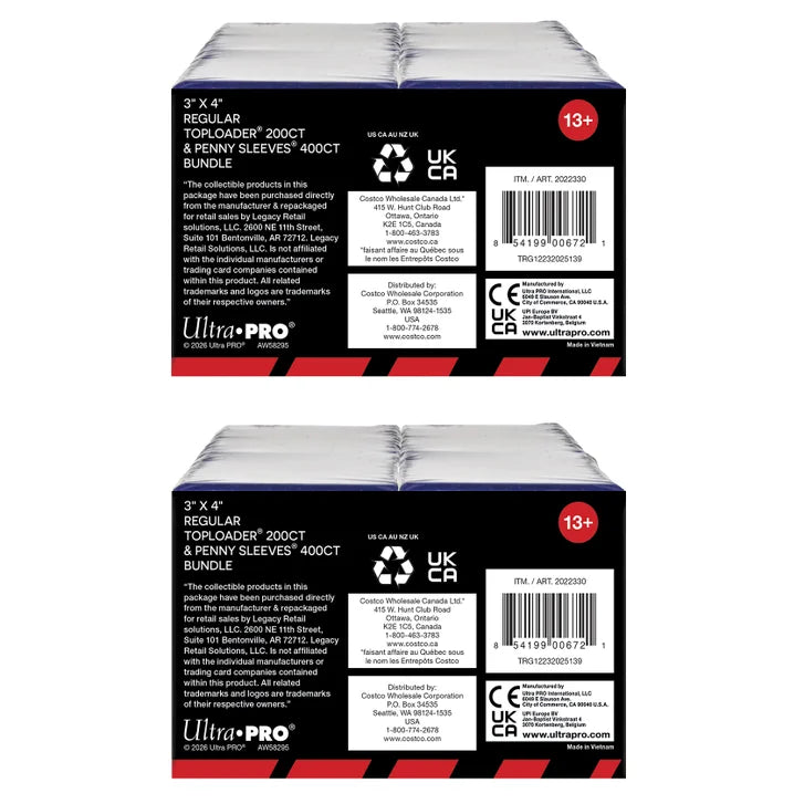 Ultra PRO 400CT TOPLOADER and 800CT PENNY SLEEVES Bundle