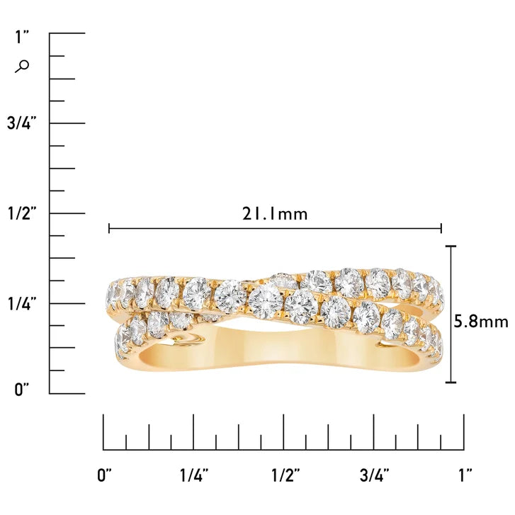 Round Brilliant Diamond Crossover Ring (0.90 ctw)