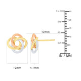 High Polish Love Knot Earrings in Tri-colour Gold