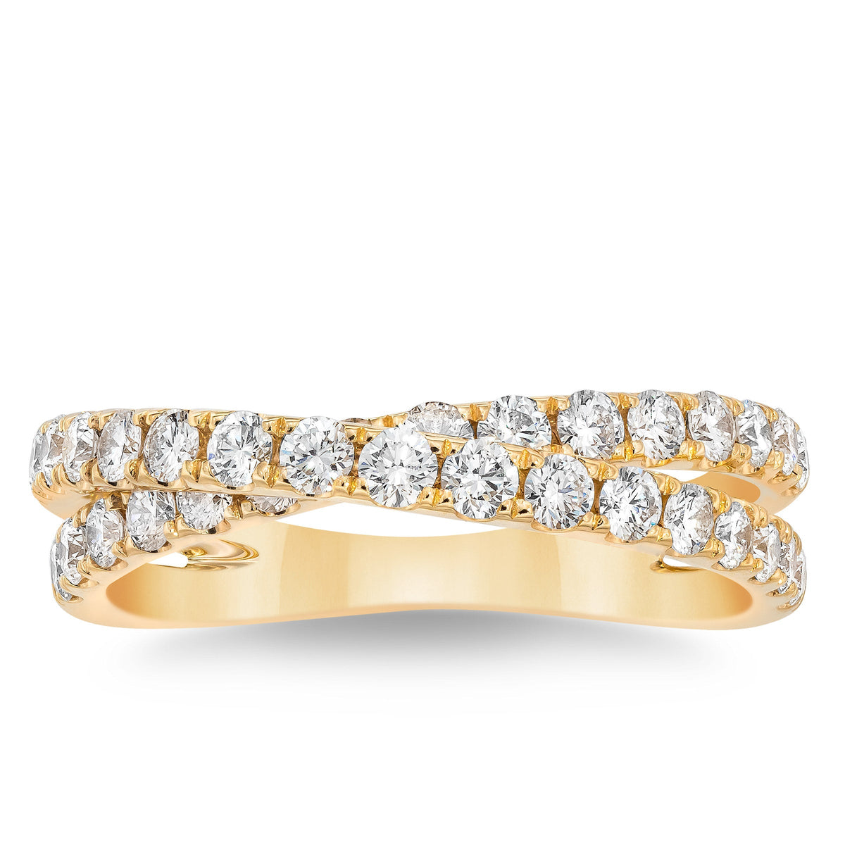 Round Brilliant Diamond Crossover Ring (0.90 ctw)