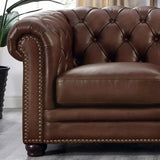 Prospera Home Allington 3-piece Top Grain Leather Chesterfield Living Room Set