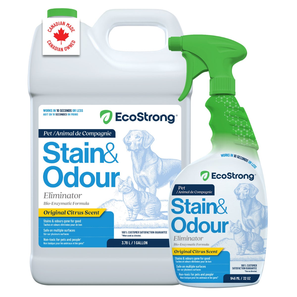 EcoStrong Pet Stain and Odour Eliminator Bundle, 3.78L plus 973ml