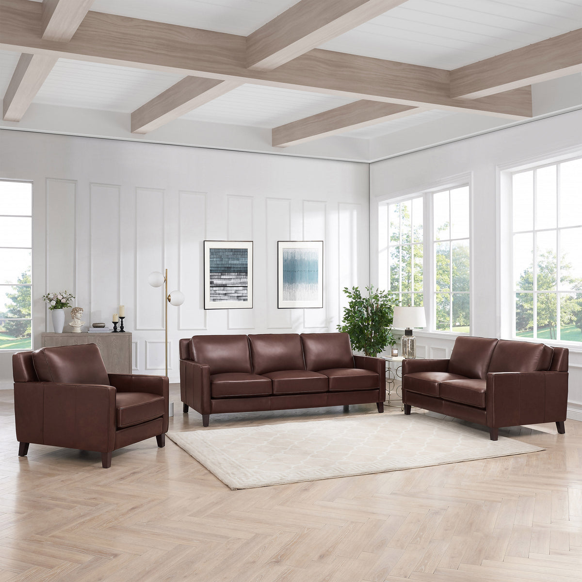 Prospera Home West Park Top Grain Leather Sofa, Loveseat and Chair