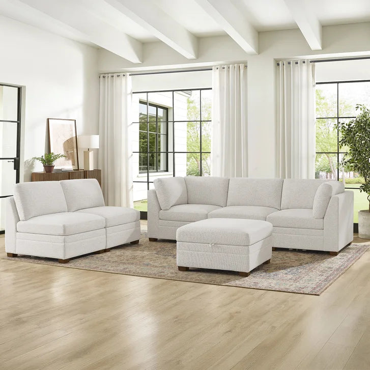 Thomasville Tisdale 6-piece Fabric Sectional with Storage Ottoman
