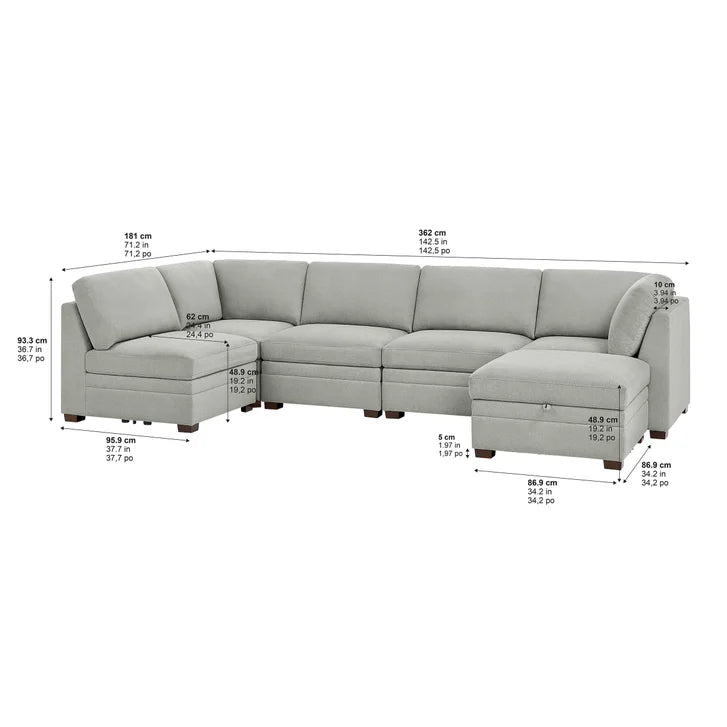 Thomasville Tisdale 6-piece Fabric Sectional with Storage Ottoman