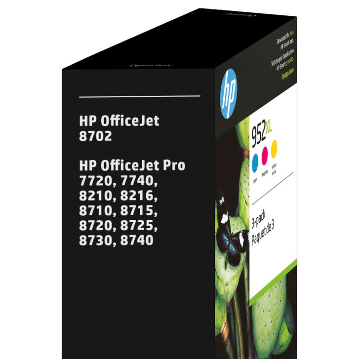 HP 952XL Cyan, Magenta and Yellow High Yield Original Ink Cartridges (N9K30BN) Combo pack