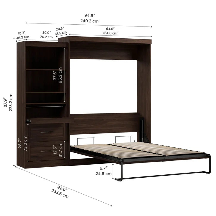 Bestar Boutique Queen Wall Bed 2-piece Set with Pull-out Shelf