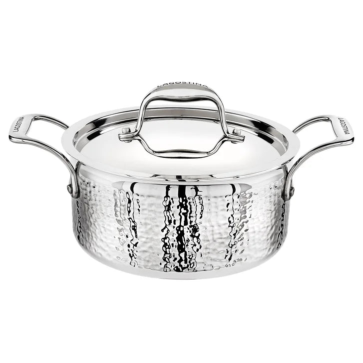Lagostina Artigiano 3-Ply Clad Hammered Stainless Steel Cookware Set, 8-pieces
