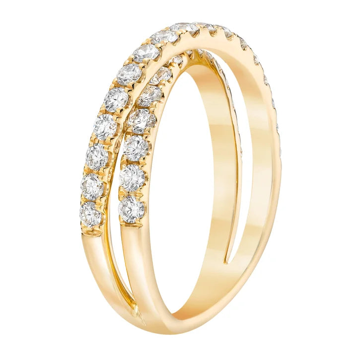 Round Brilliant Diamond Crossover Ring (0.90 ctw)