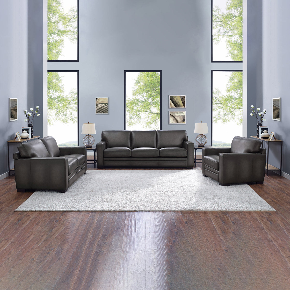 Prospera Home Luca Top-grain Leather 3-piece Living Room Set