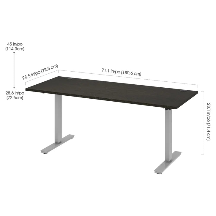 Bestar Upstand 76.2 cm x 182.9 cm (30 in. x 72 in.) Height Adjustable Desk with Dual Monitor Arm