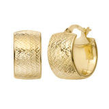 Diamond Cut Wide Hoop Earrings in Yellow Gold