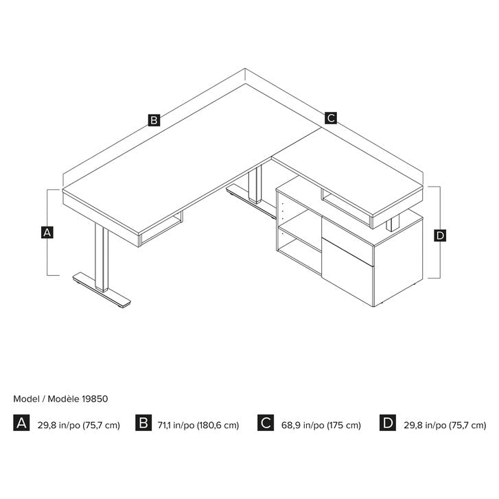 Bestar Viva L-shaped Height-adjustable Workstation