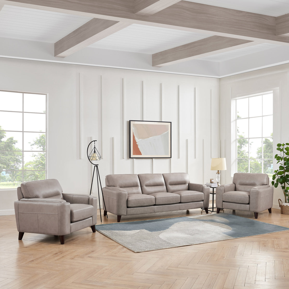 Prospera Home Sorena Top-grain Leather Sofa and 2 Chairs