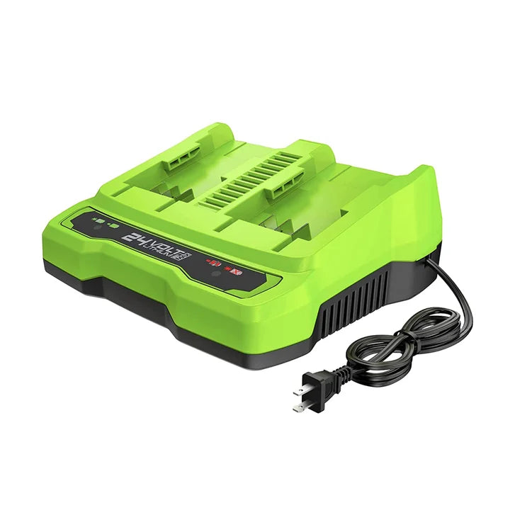 Greenworks 24V 4-piece Combo – 17” Mower, 12” Trimmer, 320 CFM Blower, Shrubber Shear, (2) 4.0Ah Batteries & Dual-Port Charger