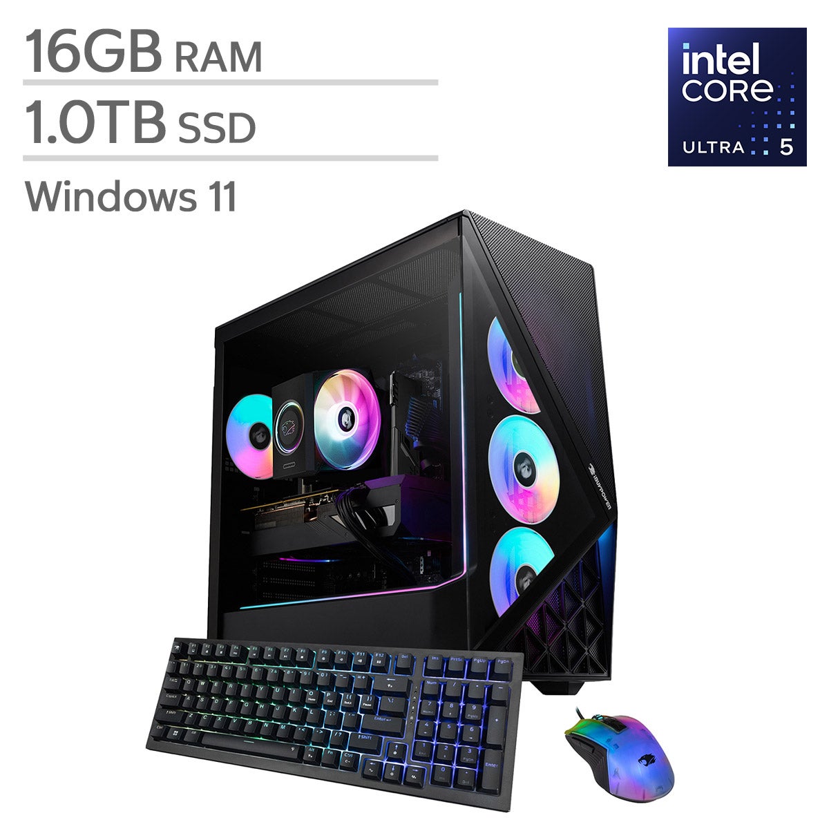 iBUYPOWER Gaming Desktop, Intel Core Ultra 5 225F - 16GB RAM, 1TB SSD, Intel Arc B570