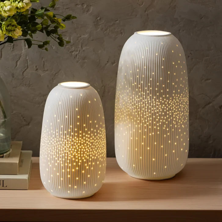 Evergreen LED Porcelain Lantern, 2-piece