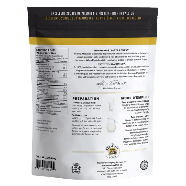 Medallion Milk Co. Whole Milk Powder, 1 kg