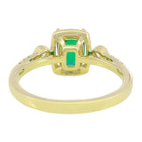Cushion Cut Lab Created Emerald and Diamond Ring (0.16 ctw)