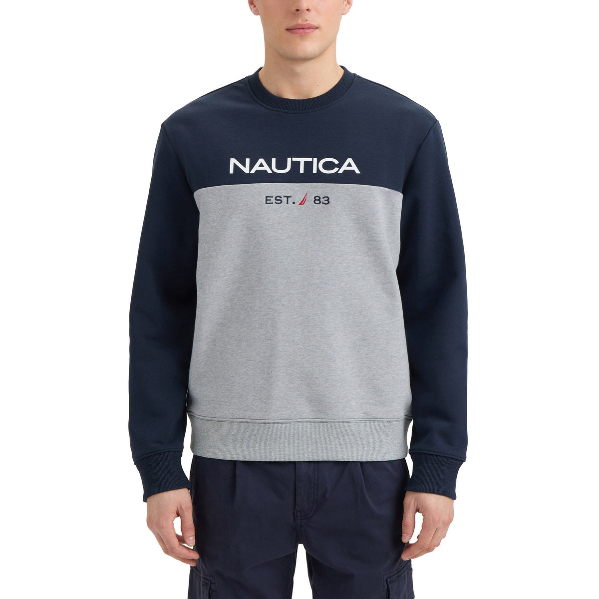Nautica Men's Heavyweight French Terry Crew Neck Sweatshirt – Relaxed Fit Cotton Blend