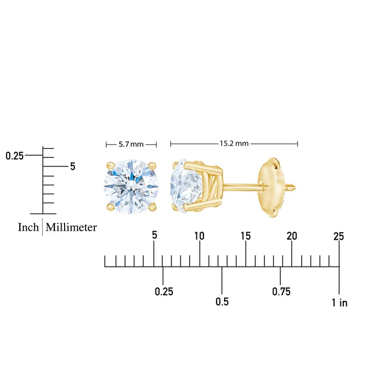 Round Brilliant Diamond Stud Earrings (1.60 ctw)