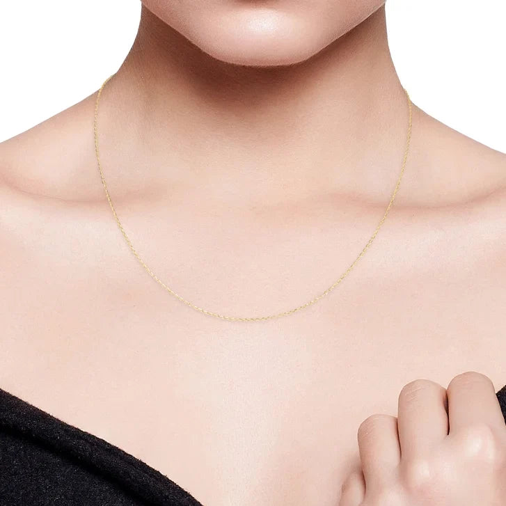 Diamond Cut Rolo Chain Necklace in Yellow or White Gold