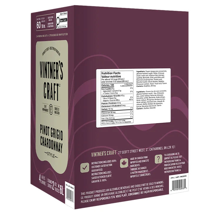Vintner's Craft Pinot Grigio Chardonnay Style Craft Winemaking Kit, 2 × 6 L