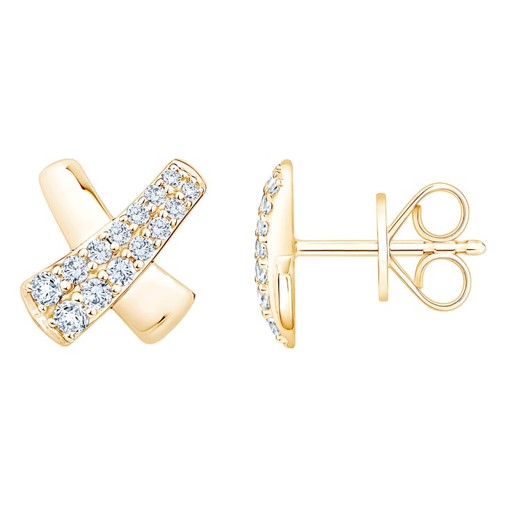 Round Brilliant Diamond X-Shaped Earrings (0.30 ctw)