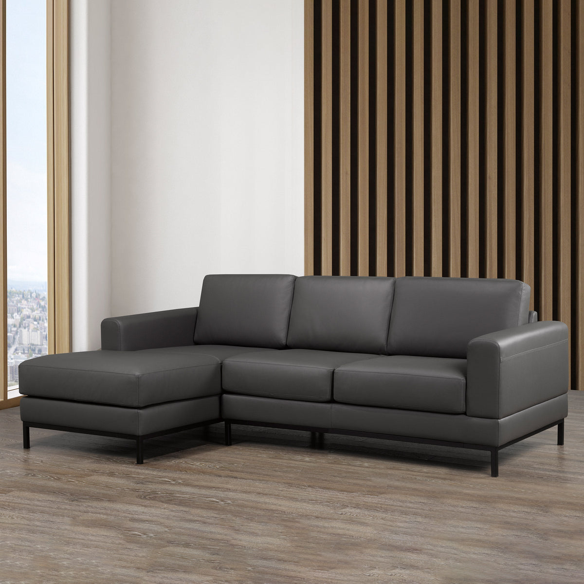 Galleria 2-piece Top Grain Leather Left-hand Facing Sectional