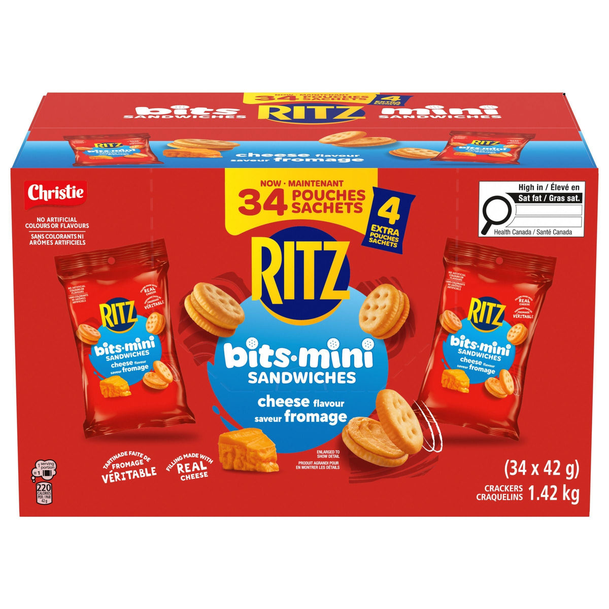 Ritz Bits Mini Sandwiches, Cheese Flavoured Crackers, 34 × 42 g