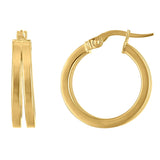 High Polish Double Row Hoop Earrings in Yellow Gold