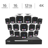 Defender AI POWERED Sentinel 4K Ultra HD Wired 16 Channel PoE NVR Security System with 16 Metal Cameras with 12 TB HDD