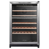 Frigidaire 22 in. Stainless Steel Freestanding 46 Bottle Dual Zone Wine Cooler with Reversible Door