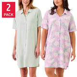 Martha Stewart Women's Notch Collar Nightshirt, 2-pack