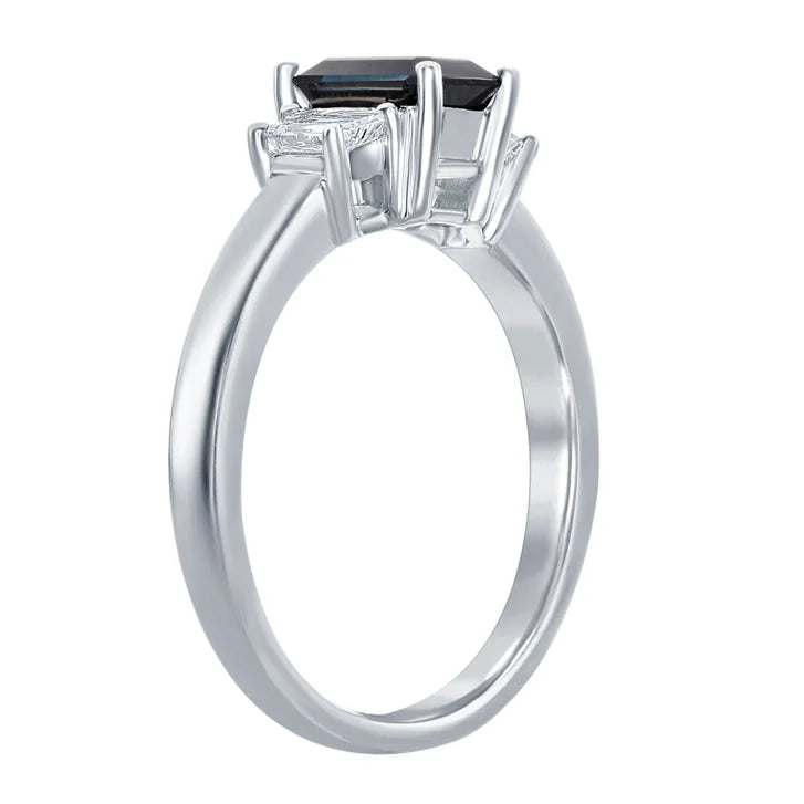 Emerald Cut Sapphire and Diamond Ring (0.43 ctw)