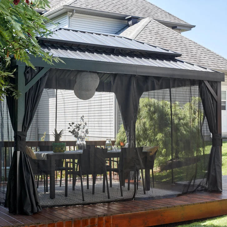 Sojag Alma 10 ft. x 14 ft. Gazebo with Mosquito Netting and Curtains