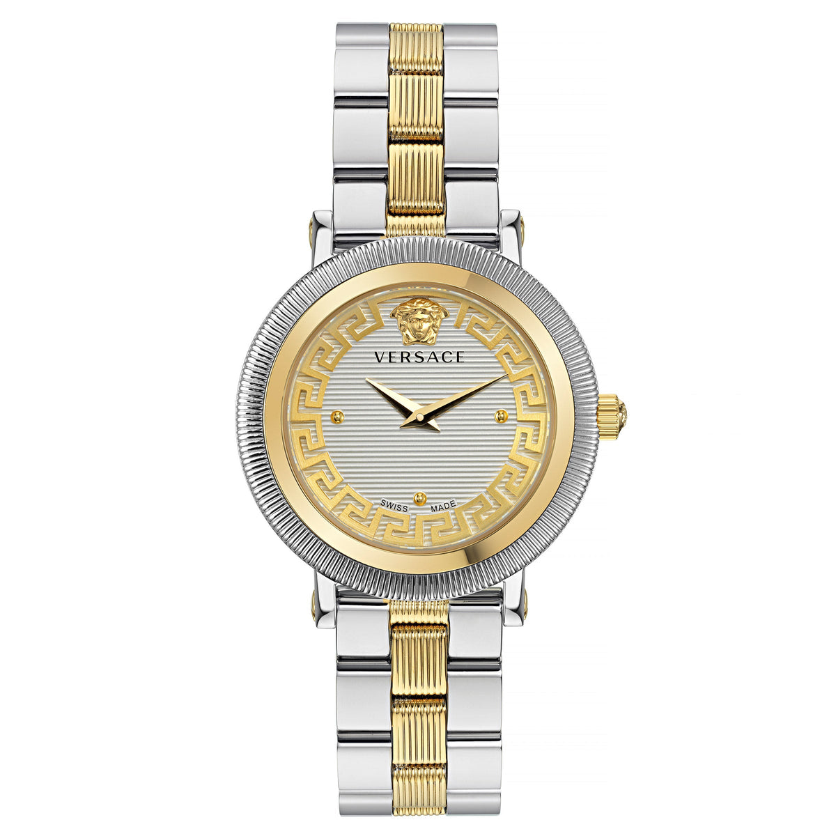 Versace Greca Flourish White Silver-Tone Dial Women's Watch
