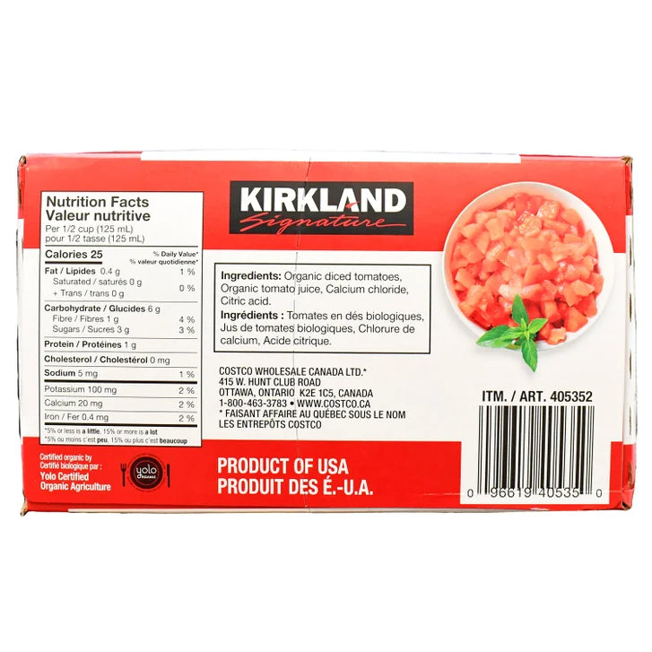 Kirkland Signature Organic Diced Tomatoes, 8 × 796 mL